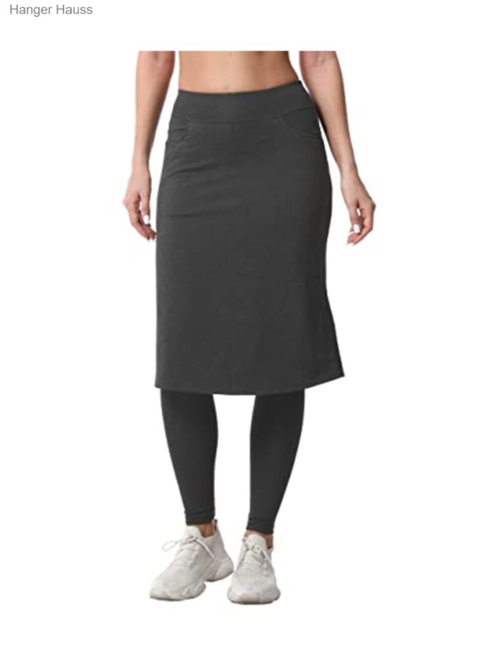 Modest Long Skirt with Attached Leggings Pockets Midi Cover Up Workout Skirted